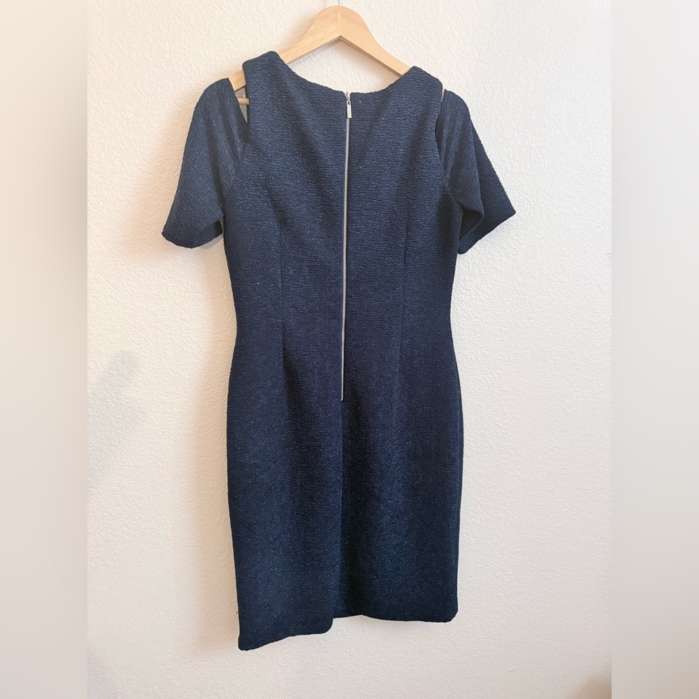 Eliza J Navy Shimmer Sheath Dress Size 12 Cocktail Occasion - Picture 4 of 5
